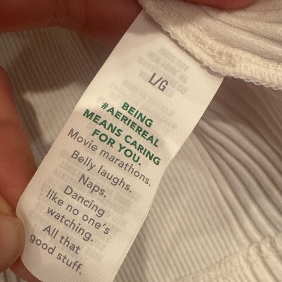 Aerie Ribbed Long Sleeve Henley Shirt Cream Casual Comfort Size L G - Picture 5 of 5